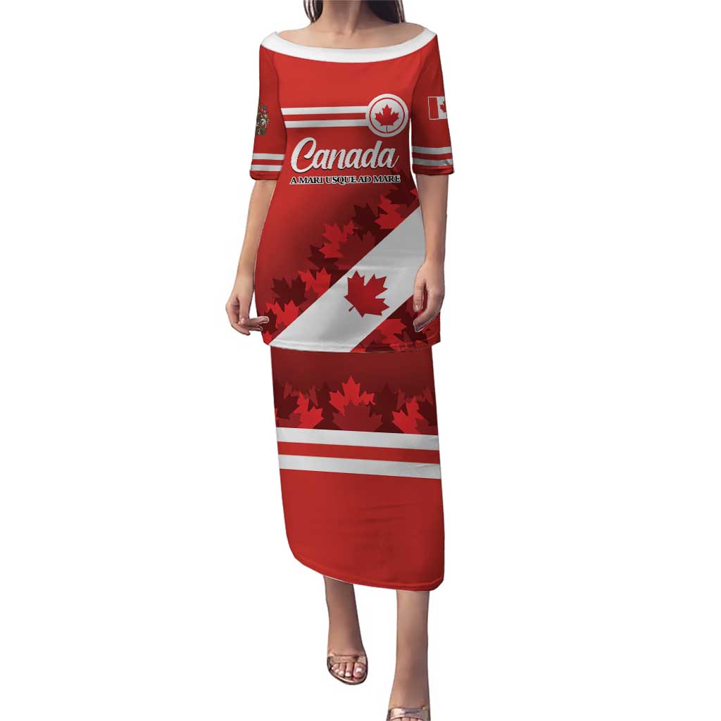 Personalised Canada Maple Leaf Puletasi A mari usque ad mare