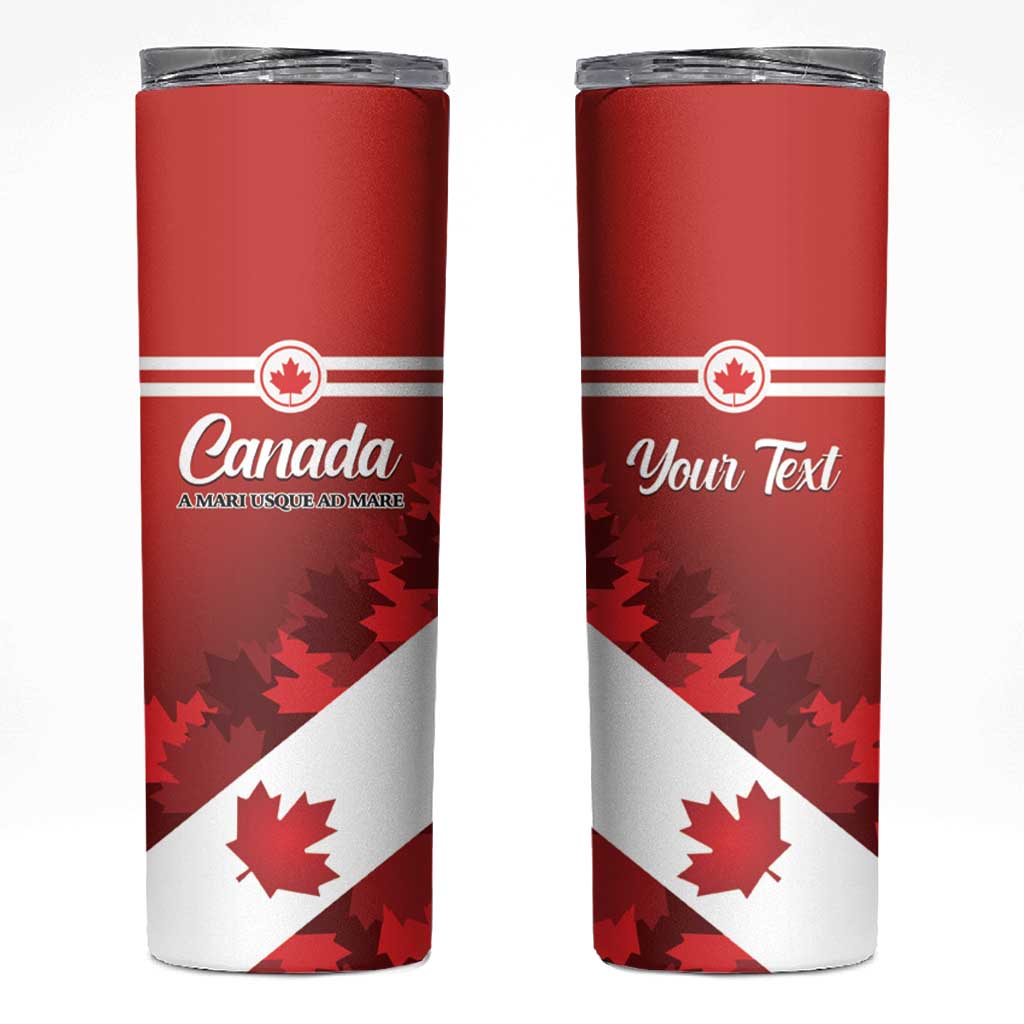 Personalised Canada Maple Leaf Skinny Tumbler A mari usque ad mare - Wonder Print Shop