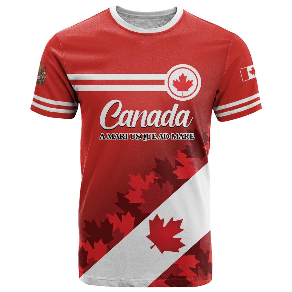 Personalised Canada Maple Leaf T Shirt A mari usque ad mare