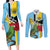 Personalized Saint Lucia Couples Matching Long Sleeve Bodycon Dress and Long Sleeve Button Shirt Jacquot Parrot Rosie Floral