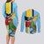 Personalized Saint Lucia Couples Matching Long Sleeve Bodycon Dress and Long Sleeve Button Shirt Jacquot Parrot Rosie Floral