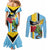 Personalized Saint Lucia Couples Matching Mermaid Dress and Long Sleeve Button Shirt Jacquot Parrot Rosie Floral