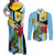 Personalized Saint Lucia Couples Matching Off Shoulder Maxi Dress and Long Sleeve Button Shirt Jacquot Parrot Rosie Floral