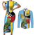 Personalized Saint Lucia Couples Matching Short Sleeve Bodycon Dress and Long Sleeve Button Shirt Jacquot Parrot Rosie Floral