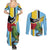 Personalized Saint Lucia Couples Matching Summer Maxi Dress and Long Sleeve Button Shirt Jacquot Parrot Rosie Floral