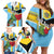 Personalized Saint Lucia Family Matching Off Shoulder Short Dress and Hawaiian Shirt Jacquot Parrot Rosie Floral