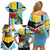 Personalized Saint Lucia Family Matching Off Shoulder Short Dress and Hawaiian Shirt Jacquot Parrot Rosie Floral