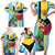 Personalized Saint Lucia Family Matching Short Sleeve Bodycon Dress and Hawaiian Shirt Jacquot Parrot Rosie Floral