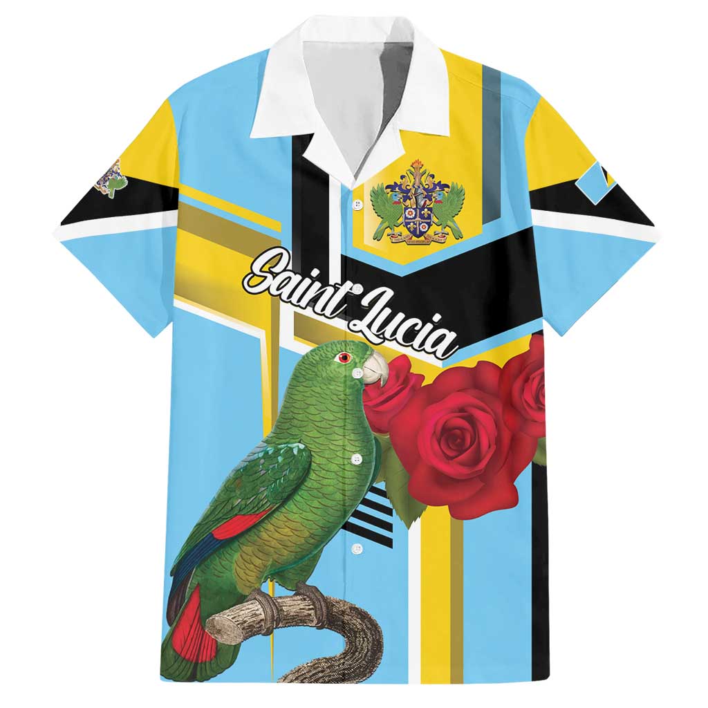 Personalized Saint Lucia Hawaiian Shirt Jacquot Parrot Rosie Floral