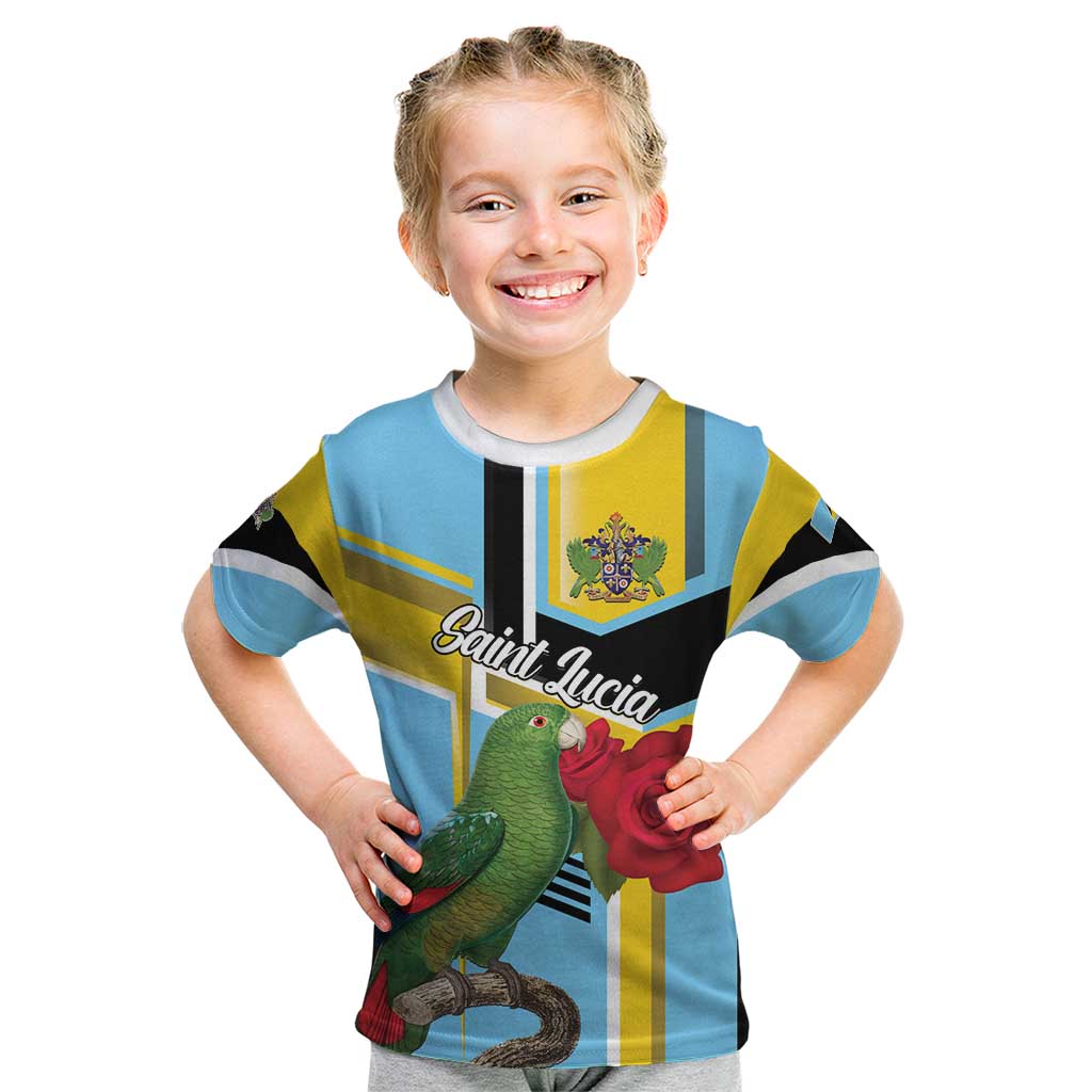 Personalized Saint Lucia Kid T Shirt Jacquot Parrot Rosie Floral