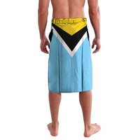 Personalized Saint Lucia Lavalava sky blue wrap skirt with chevron waistband pattern