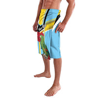 Personalized Saint Lucia Lavalava sky blue wrap skirt with large parrot front print