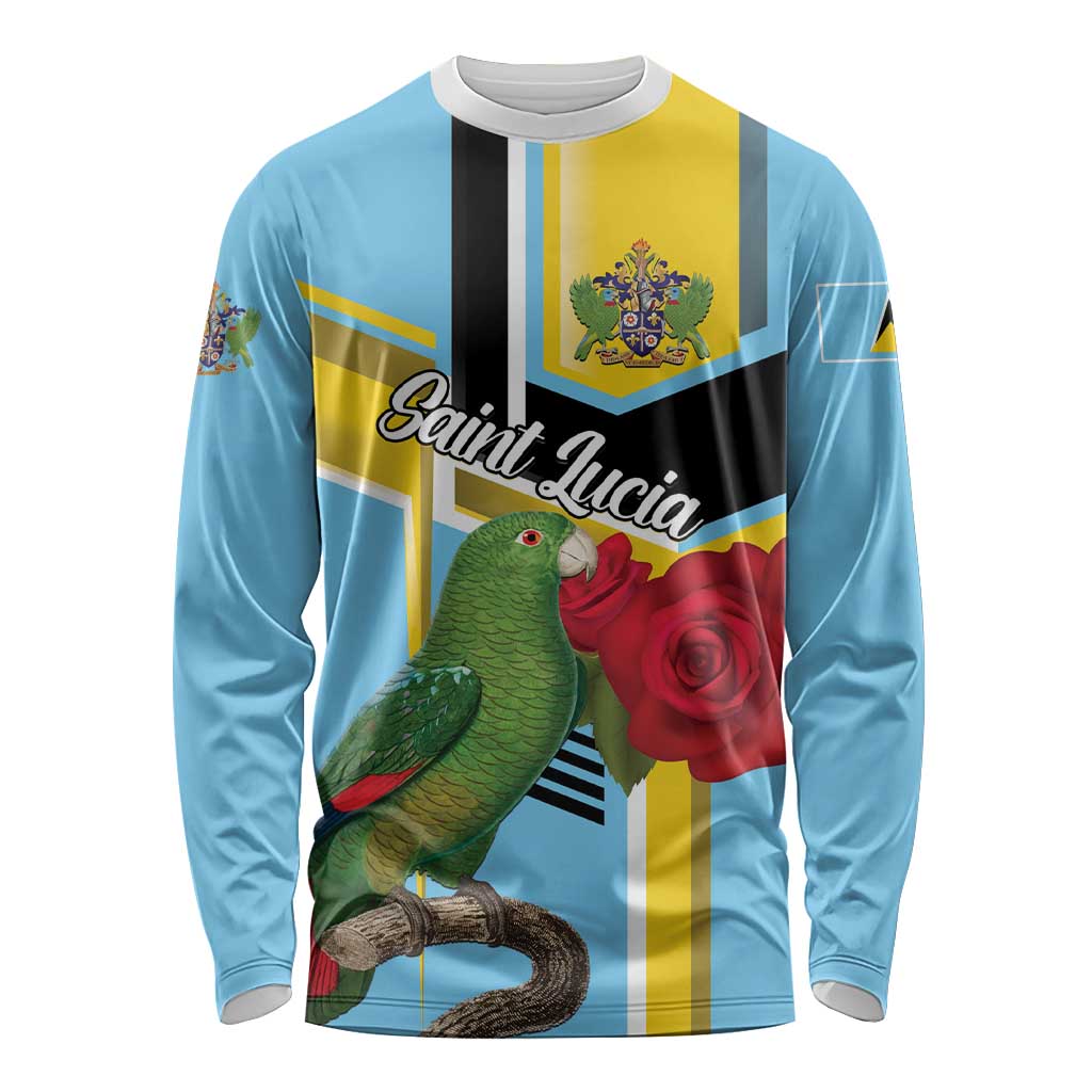 Personalized Saint Lucia Long Sleeve Shirt Jacquot Parrot Rosie Floral