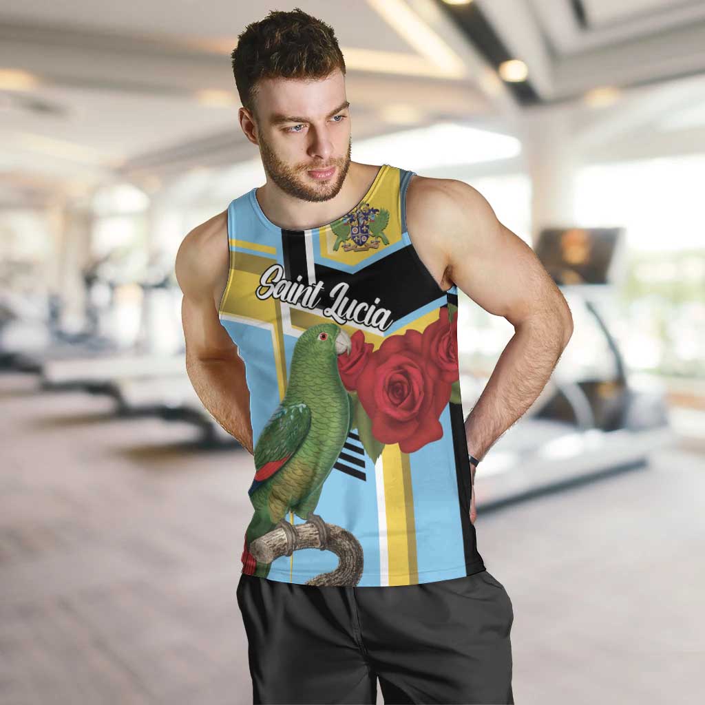 Personalized Saint Lucia Men Tank Top Jacquot Parrot Rosie Floral