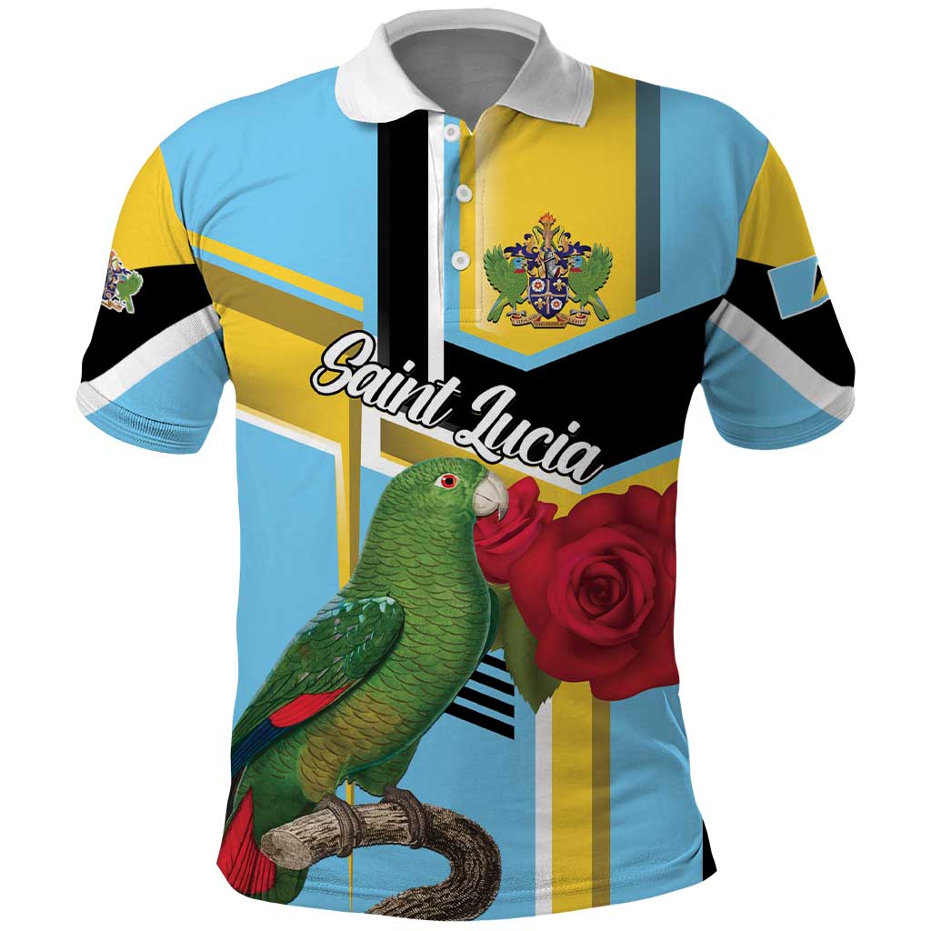 Personalized Saint Lucia Polo Shirt Jacquot Parrot Rosie Floral