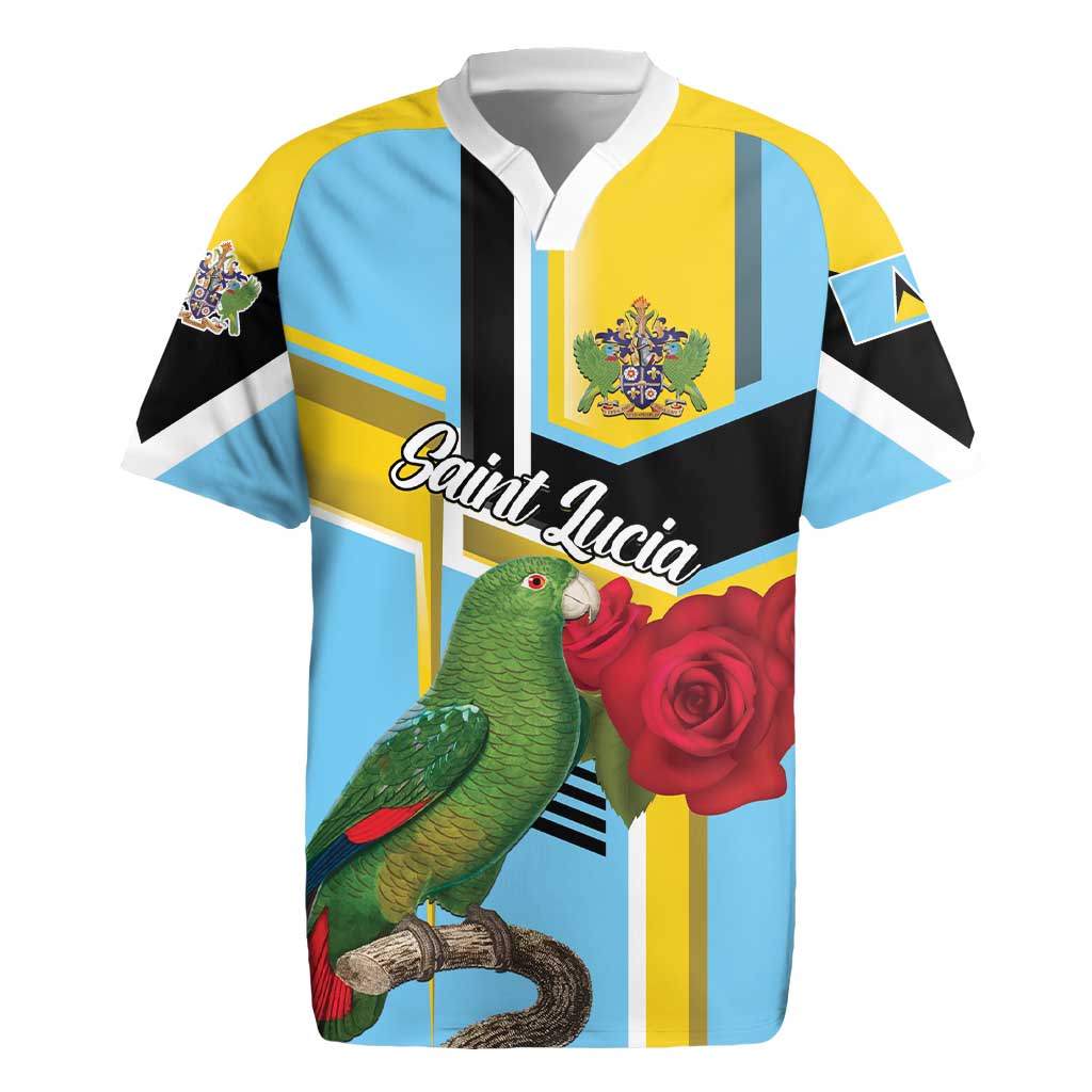 Personalized Saint Lucia Rugby Jersey Jacquot Parrot Rosie Floral - Wonder Print Shop