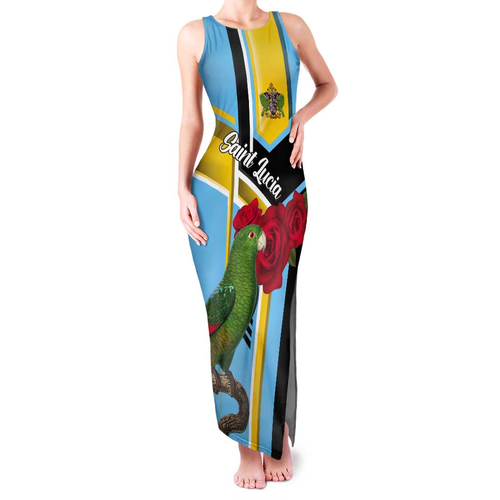 Personalized Saint Lucia Tank Maxi Dress Jacquot Parrot Rosie Floral - Wonder Print Shop