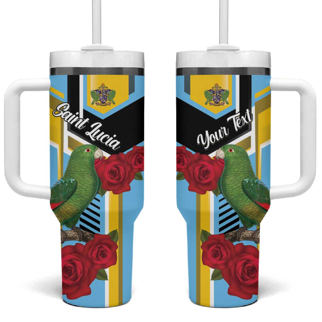 Personalized Saint Lucia Tumbler With Handle Jacquot Parrot Rosie Floral - Wonder Print Shop