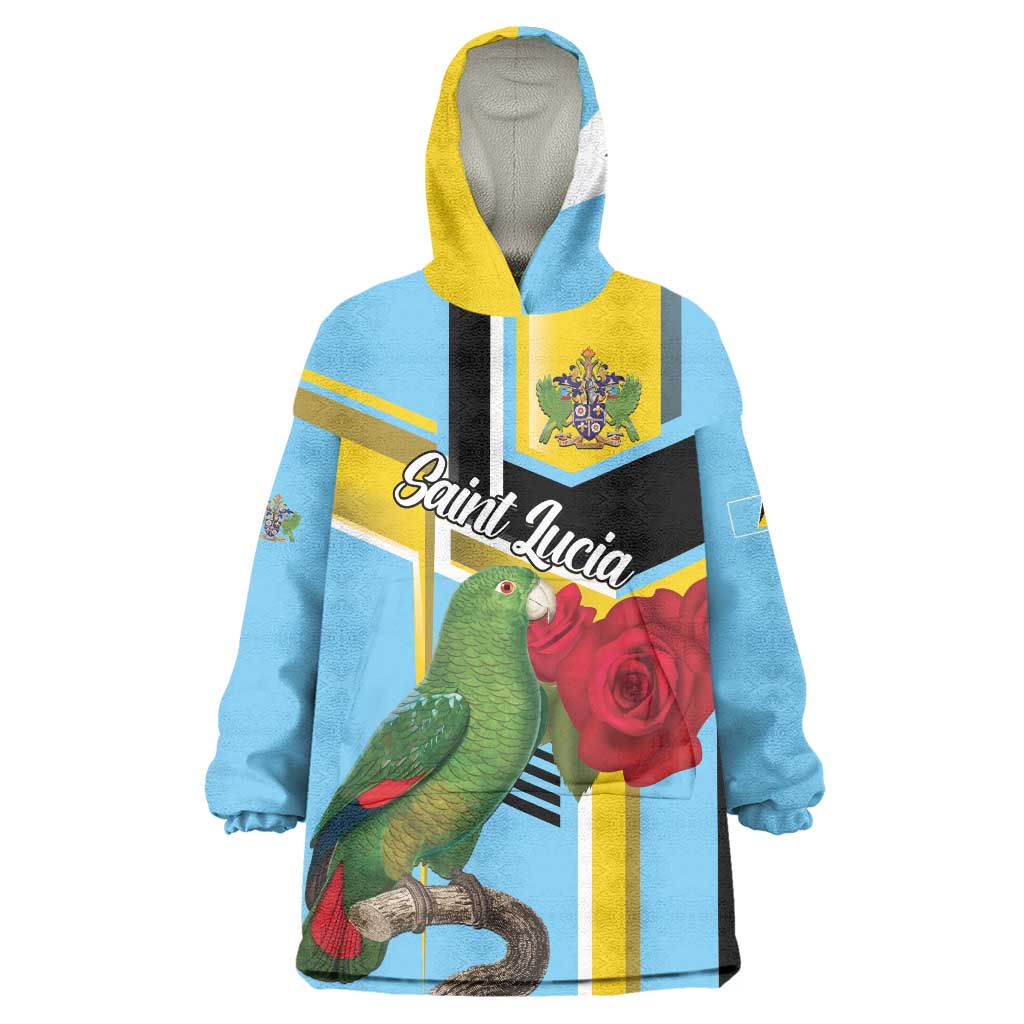 Personalized Saint Lucia Wearable Blanket Hoodie Jacquot Parrot Rosie Floral