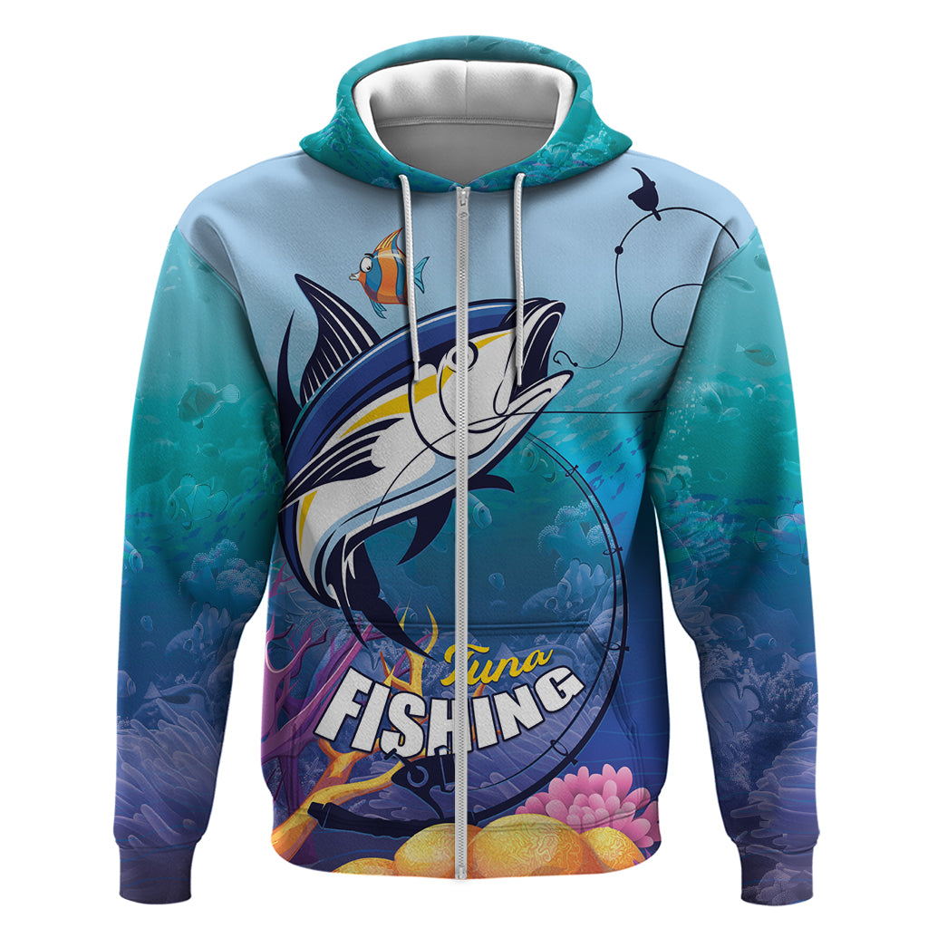 Tuna Fishing Zip Hoodie Tuna Fish With Marine Life - Wonder Print Shop