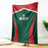 Mexico football blanket lifted to show full green shield with red border and Mexico text