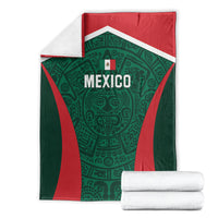 Mexico football blanket set with rolled white towels, green shield design and Mexico text