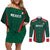 Personalized Mexico 2024 Football Couples Matching Off Shoulder Short Dress and Long Sleeve Button Shirt El Tri Go Champion