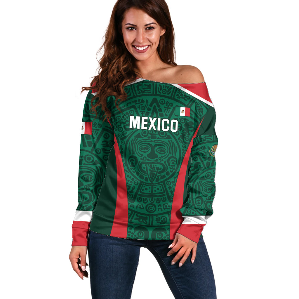 Personalized Mexico 2024 Football Off Shoulder Sweater El Tri Go Champion - Wonder Print Shop