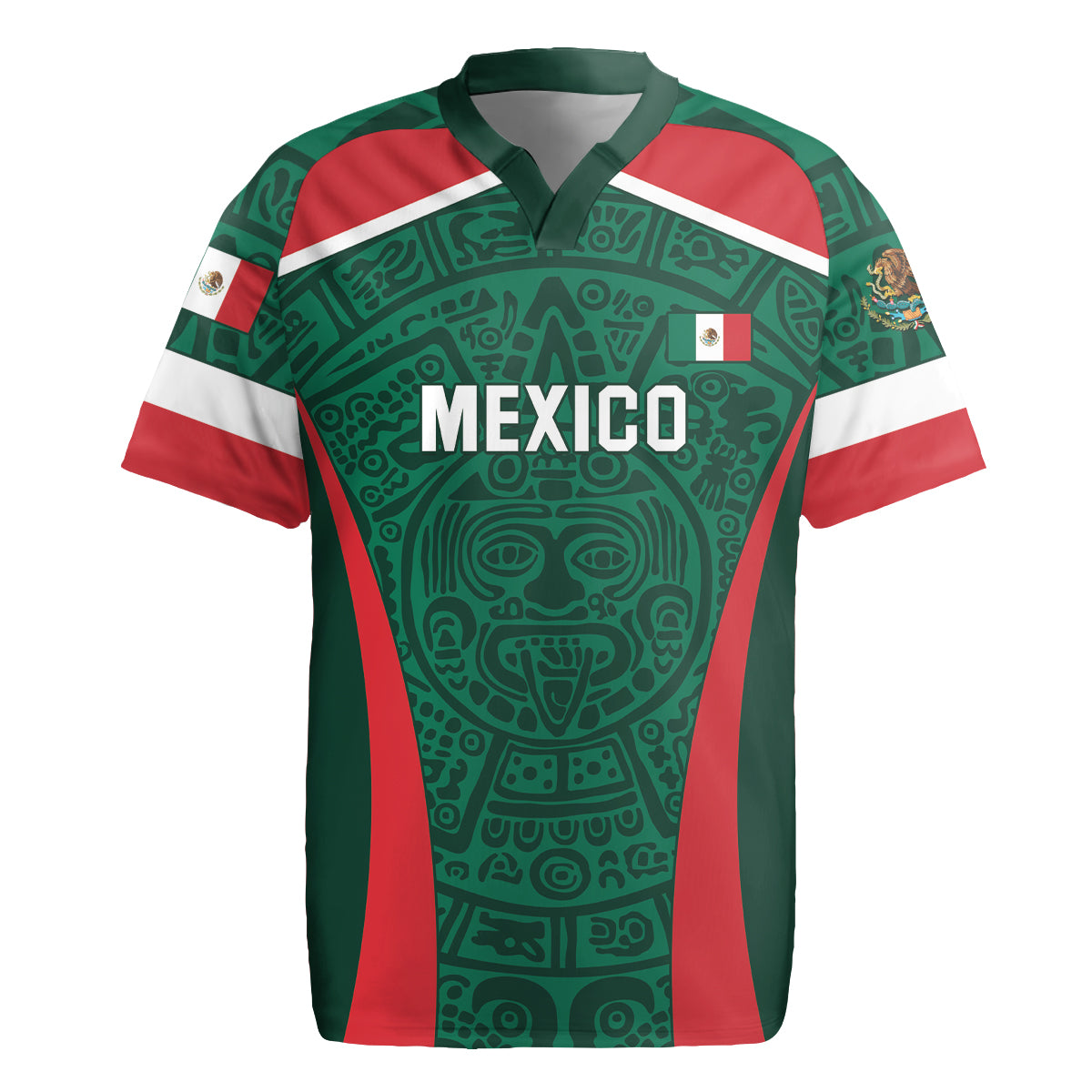Personalized green Mexico football jersey, front shows MEXICO text and crest detail.