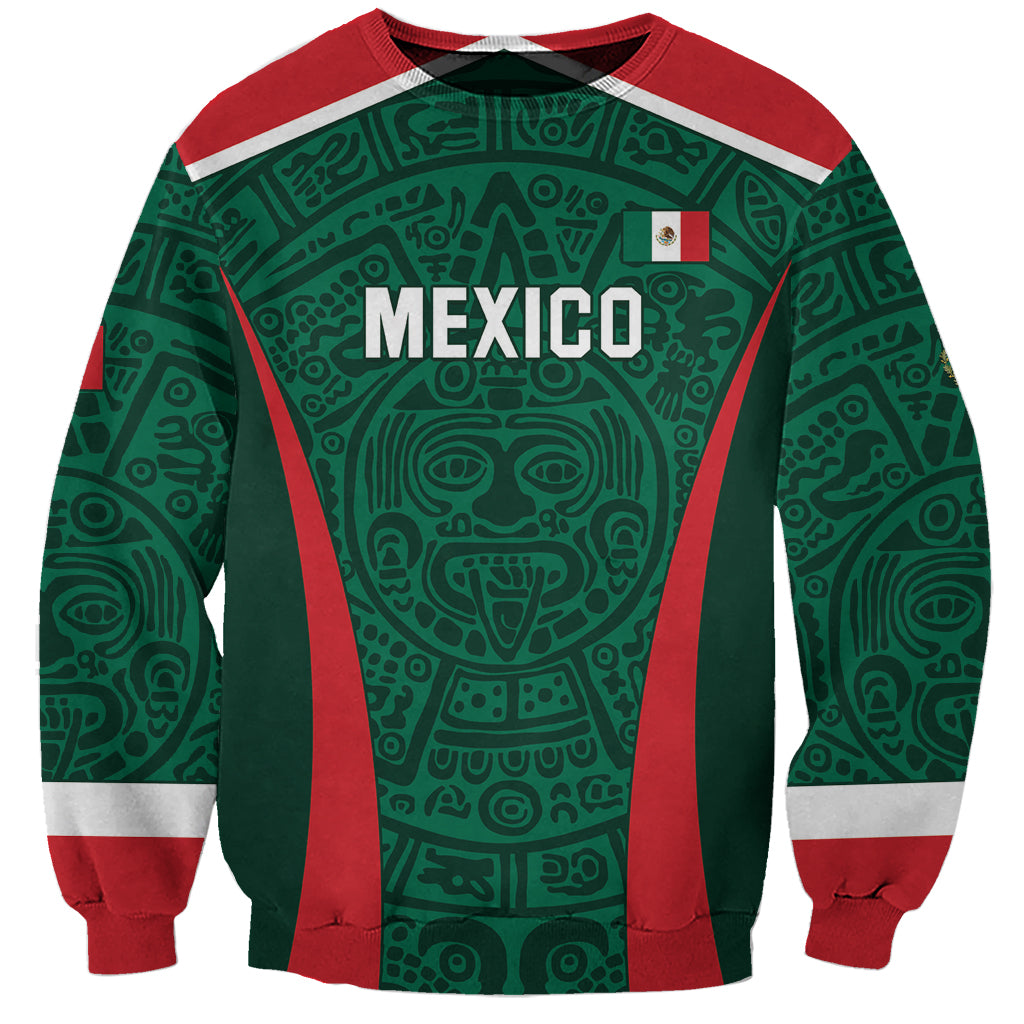 Mexico football sweatshirt, green with red/white trim and 'MEXICO' front print