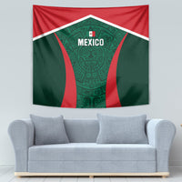 Mexico football tapestry with green patterned emblem, red accents, and white edge trim