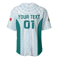 Mint football jersey with YOUR TEXT and number 01, green side panels, patterned knit