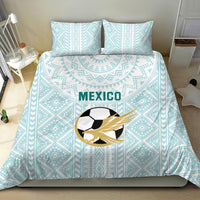 Mint blue Mexico football bedding set with Mexico wordmark and soccer eagle graphic