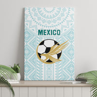 Mint Mexico canvas wall art featuring “MEXICO” text and soccer ball with wings