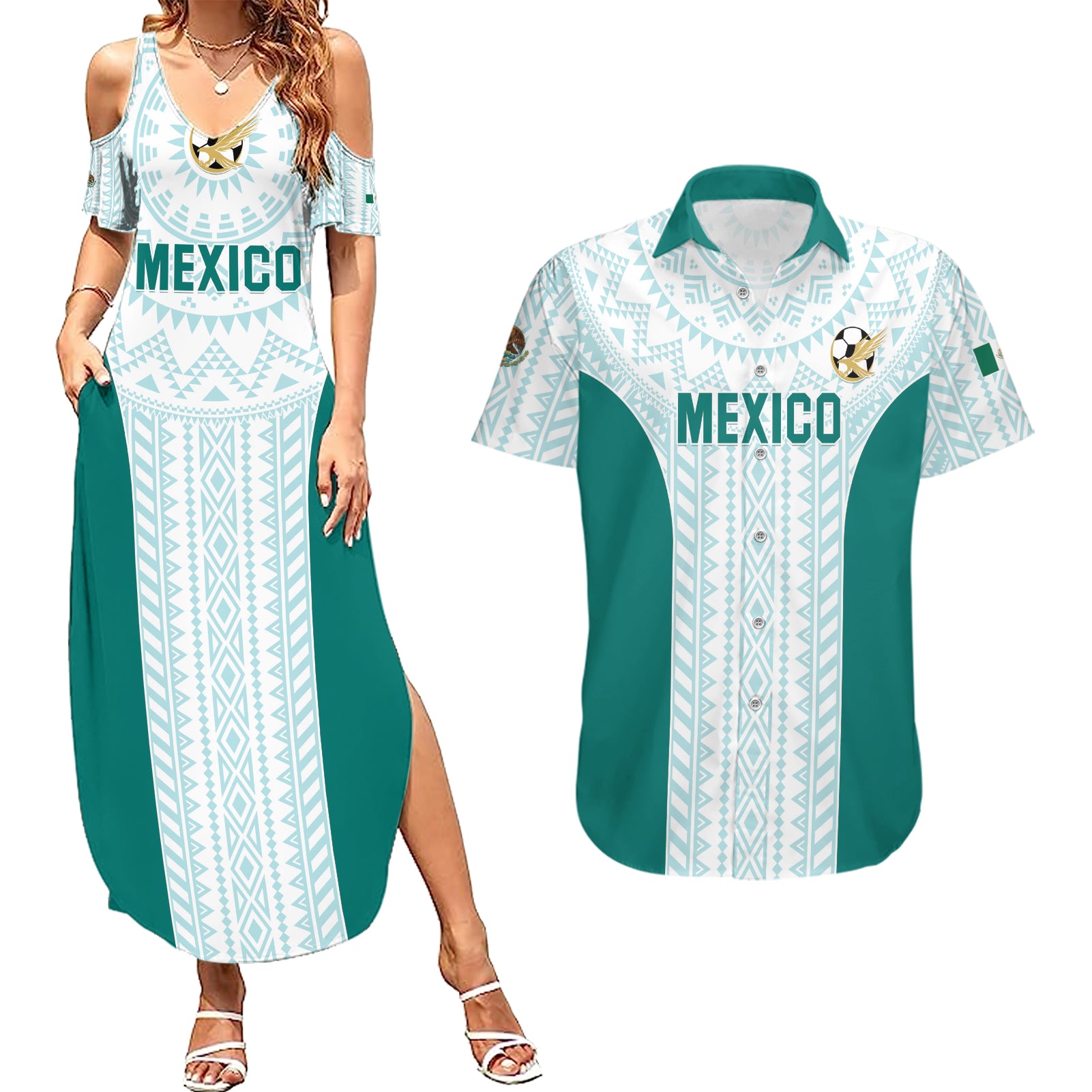 Personalized Mexico 2024 Football Couples Matching Summer Maxi Dress and Hawaiian Shirt El Tri Special Version