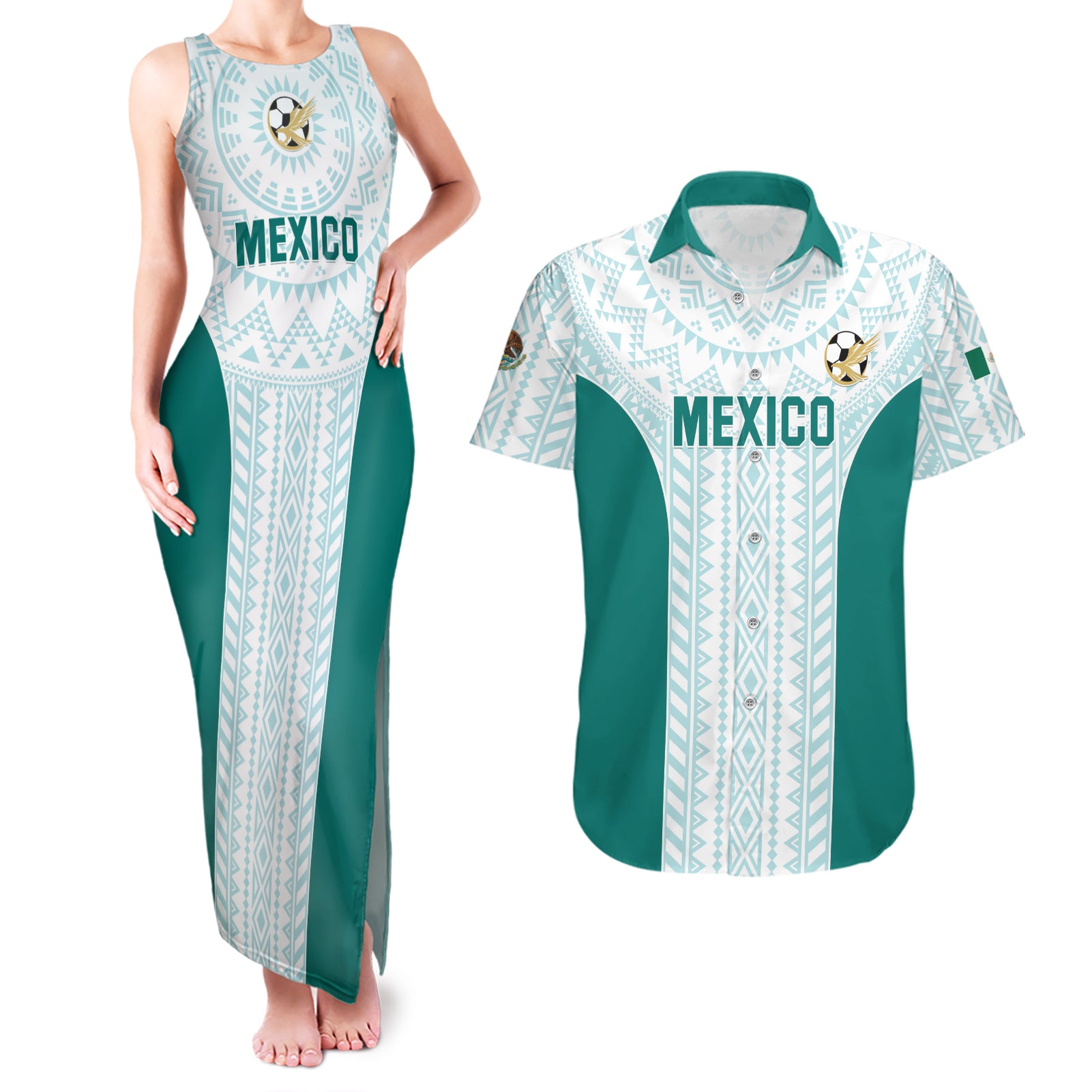 Personalized Mexico 2024 Football Couples Matching Tank Maxi Dress and Hawaiian Shirt El Tri Special Version