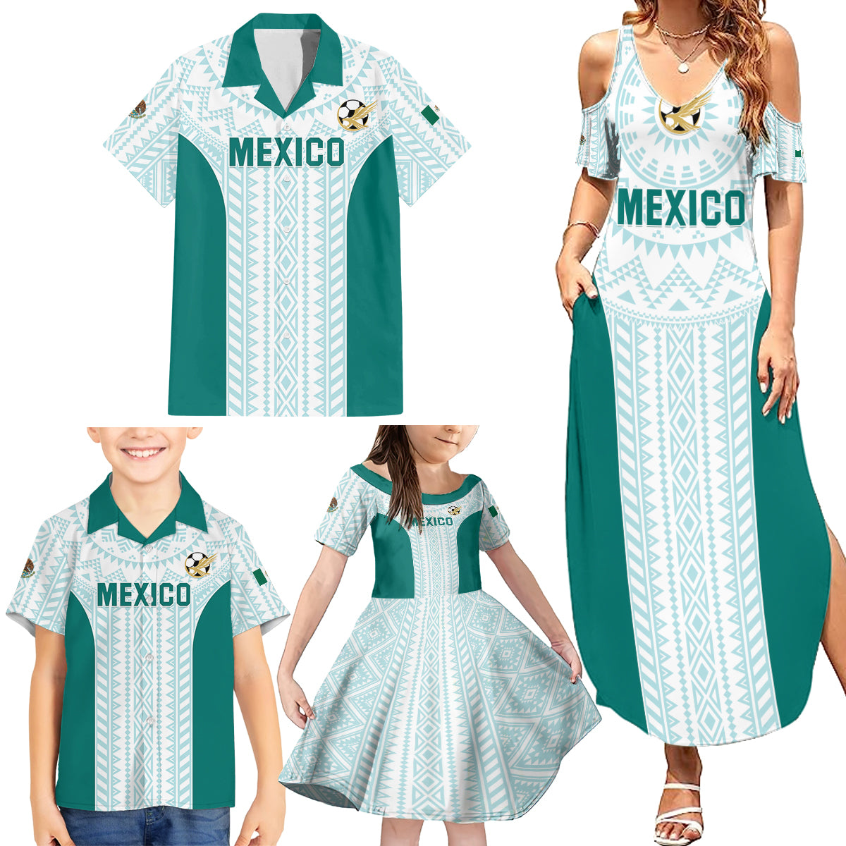 Personalized Mexico 2024 Football Family Matching Summer Maxi Dress and Hawaiian Shirt El Tri Special Version