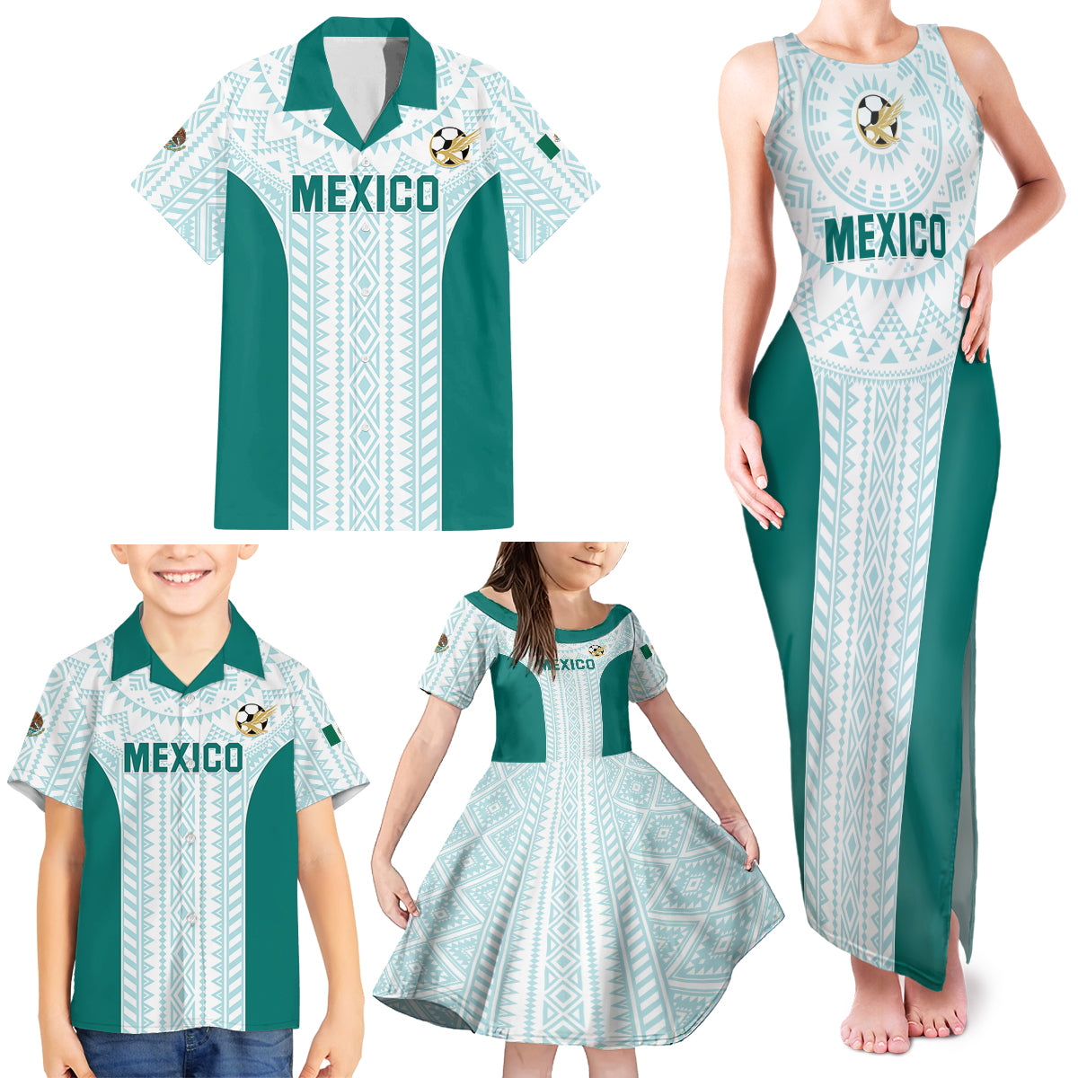 Personalized Mexico 2024 Football Family Matching Tank Maxi Dress and Hawaiian Shirt El Tri Special Version