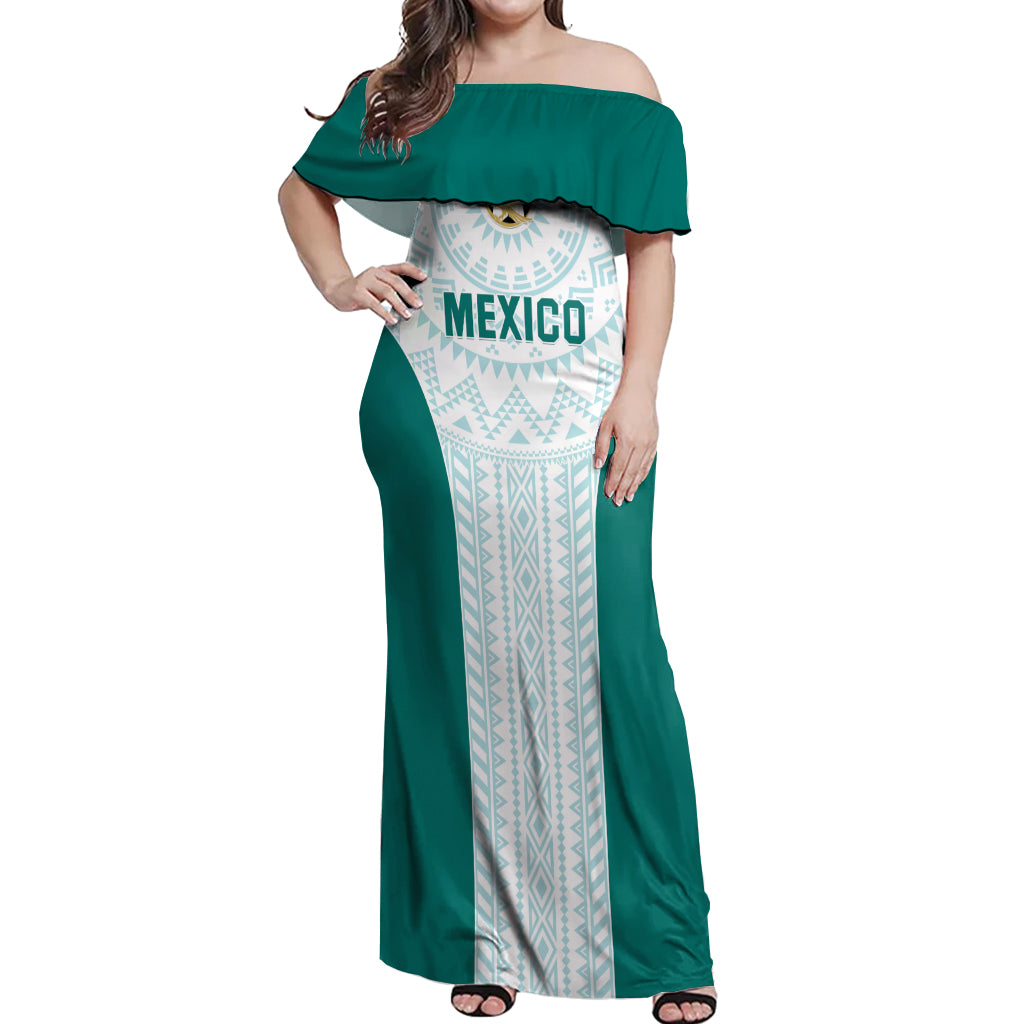 Personalized Mexico 2024 Football Off Shoulder Maxi Dress El Tri Special Version