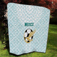 Light blue football quilt featuring Mexico wordmark and soccer ball emblem