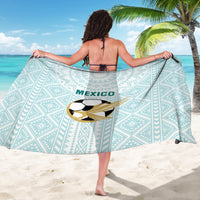 Mint Mexico football sarong, back view with Mexico text and soccer ball graphic