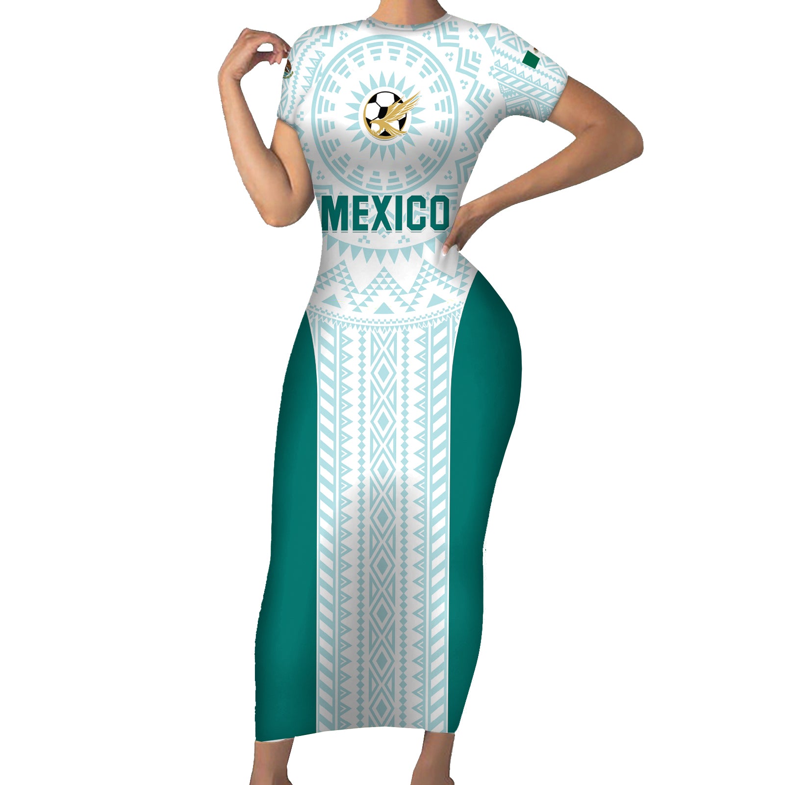 Personalized Mexico 2024 Football Short Sleeve Bodycon Dress El Tri Special Version