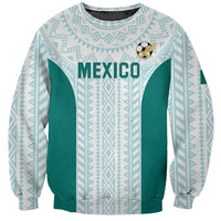 Mint football sweatshirt with Mexico graphic, soccer ball crest, and teal side panels