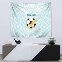 Mint Mexico tapestry with 'MEXICO' lettering, soccer ball graphic, and gold wing emblem