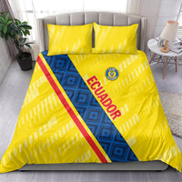 Yellow football bedding set with crest on blue panel, red diagonal stripe, and ECUADOR text; 2 shams