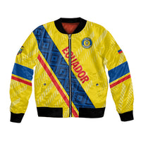 Unisex yellow football bomber jacket with blue/red diagonal stripe panels