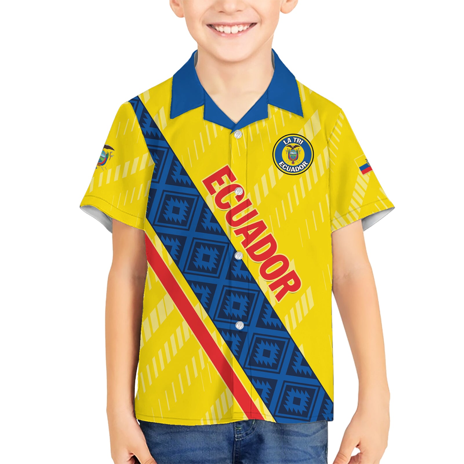 Personalized Ecuador 2024 Football Kid Hawaiian Shirt Come On La Tri - Wonder Print Shop