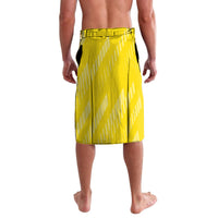 Yellow football wrap skirt with diagonal stripe pattern and elastic waistband