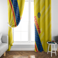 Yellow Ecuador 2024 football window curtain with blue diagonal panel and red Ecuador wordmark