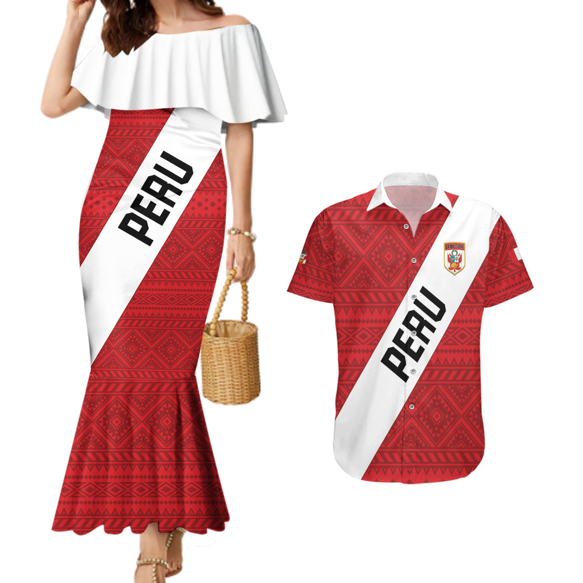 Personalized Peru 2024 Football Couples Matching Mermaid Dress and Hawaiian Shirt Come On La Bicolor - Wonder Print Shop